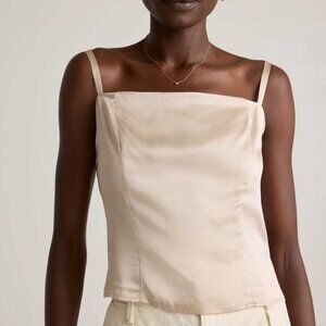 Quince 100% Mulberry Silk Matching Set – Champagne Tank & Wide Leg Pants